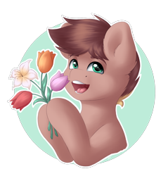 Size: 1908x2000 | Tagged: safe, artist:spirit-dude, oc, oc only, species:earth pony, species:pony, flower, male, simple background, solo, stallion, transparent background