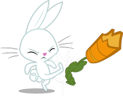 Size: 6148x4779 | Tagged: safe, artist:chrzanek97, character:angel bunny, episode:dragonshy, g4, my little pony: friendship is magic, .svg available, absurd resolution, carrot, food, kicking, male, simple background, solo, transparent background, vector