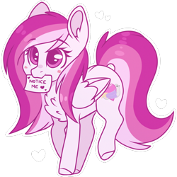 Size: 2048x2048 | Tagged: safe, artist:cinnamontee, oc, oc only, oc:comfy dove, species:pegasus, species:pony, blushing, chest fluff, colored hooves, cute, digital art, female, mare, mouth hold, note, notice me senpai, ocbetes, simple background, solo, transparent background