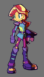 Size: 630x1100 | Tagged: safe, artist:rvceric, character:sunset shimmer, equestria girls:friendship games, g4, my little pony: equestria girls, my little pony:equestria girls, biker, female, helmet, motorcross outfit, simple background, solo