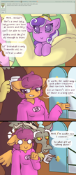 Size: 2124x4852 | Tagged: safe, artist:synnibear03, character:discord, character:fluttershy, character:scootaloo, character:screwball, oc, oc:ponytale discord, oc:ponytale fluttershy, oc:ponytale scootaloo, oc:ponytale screwball, parent:discord, parent:fluttershy, parents:discoshy, species:anthro, species:pegasus, species:pony, comic:ponytale, ship:discoshy, female, hybrid, interspecies offspring, male, offspring, shipping, straight
