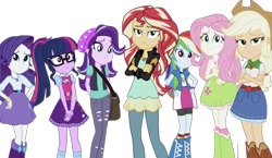 Size: 1973x1147 | Tagged: safe, artist:php77, editor:php77, character:applejack, character:fluttershy, character:rainbow dash, character:rarity, character:starlight glimmer, character:sunset shimmer, character:twilight sparkle, character:twilight sparkle (scitwi), species:eqg human, equestria girls:mirror magic, g4, my little pony: equestria girls, my little pony:equestria girls, spoiler:eqg specials, simple background, transparent background