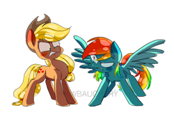 Size: 1280x875 | Tagged: safe, artist:drawbauchery, artist:g-a-y-g-o-y-l-e, edit, character:applejack, character:rainbow dash, species:earth pony, species:pegasus, species:pony, color edit, colored, female, mare, simple background, transparent background