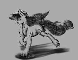 Size: 2730x2090 | Tagged: safe, artist:shamy-crist, character:applejack, species:pony, female, high res, monochrome, solo