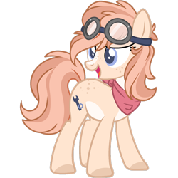 Size: 2048x2048 | Tagged: safe, artist:cinnamontee, base used, oc, oc only, oc:rusty gears, species:earth pony, species:pony, female, freckles, goggles, high res, mare, neckerchief, show accurate, simple background, solo, transparent background