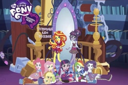 Size: 2009x1335 | Tagged: safe, artist:php77, editor:php77, character:applejack, character:fluttershy, character:pinkie pie, character:rainbow dash, character:rarity, character:spike, character:sunset shimmer, character:twilight sparkle, character:twilight sparkle (scitwi), species:dog, species:eqg human, my little pony:equestria girls, equestria girls logo, humane five, humane seven, humane six, spike the dog, twolight