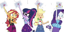 Size: 2048x1044 | Tagged: safe, artist:php77, editor:php77, character:applejack, character:rarity, character:sunset shimmer, character:twilight sparkle, character:twilight sparkle (scitwi), species:eqg human, g4, my little pony: equestria girls, my little pony:equestria girls, background removed, simple background, transparent background