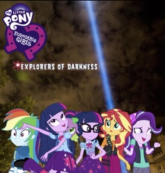 Size: 1101x1155 | Tagged: safe, artist:php77, editor:php77, character:rainbow dash, character:spike, character:starlight glimmer, character:sunset shimmer, character:twilight sparkle, character:twilight sparkle (alicorn), character:twilight sparkle (scitwi), species:alicorn, species:dog, species:eqg human, species:pony, g4, my little pony: equestria girls, my little pony:equestria girls, equestria girls logo, geode of empathy, geode of telekinesis, log, spike the dog, twolight