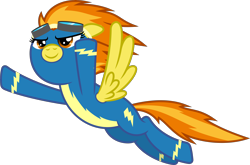 Size: 8000x5269 | Tagged: safe, artist:chrzanek97, character:spitfire, absurd resolution, clothing, female, flying, goggles, simple background, solo, transparent background, uniform, vector, wonderbolts, wonderbolts uniform