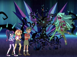 Size: 2031x1523 | Tagged: safe, artist:php77, editor:php77, character:gloriosa daisy, character:sunset shimmer, character:timber spruce, character:tree of harmony, character:twilight sparkle, character:twilight sparkle (scitwi), species:eqg human, equestria girls:legend of everfree, g4, my little pony: equestria girls, my little pony:equestria girls, black vine, converse, gaea everfree, shoes, tree of harmony