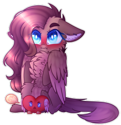 Size: 1496x1548 | Tagged: safe, artist:honeybbear, oc, oc:marie, species:pegasus, species:pony, blushing, chest fluff, chibi, floppy ears, simple background, solo, transparent background
