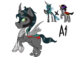 Size: 1024x768 | Tagged: safe, artist:akiiichaos, character:king sombra, character:queen chrysalis, parent:king sombra, parent:queen chrysalis, parents:chrysombra, species:changepony, ship:chrysombra, female, hybrid, interspecies offspring, male, offspring, shipping, simple background, straight, transparent background