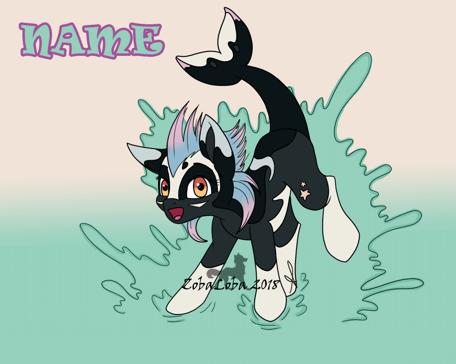 Size: 938x750 | Tagged: safe, artist:zobaloba, oc, species:pony, adoptable, animated, character, design, design a pony, female, gif, happy, solo, water, whale tail
