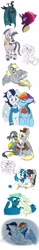 Size: 728x4608 | Tagged: safe, artist:celestial-rainstorm, character:cheese sandwich, character:derpy hooves, character:dj pon-3, character:gabby, character:octavia melody, character:pinkie pie, character:queen chrysalis, character:rainbow dash, character:sky stinger, character:soarin', character:tempest shadow, character:vapor trail, character:vinyl scratch, character:zecora, species:changeling, species:earth pony, species:griffon, species:pegasus, species:pony, species:unicorn, species:zebra, ship:cheesepie, ship:soarindash, ship:vaporsky, g4, changeling queen, clothing, derby, ear piercing, earring, female, food, friendshipping, hat, jewelry, kiss on the cheek, kissing, leg rings, male, mare, muffin, neck rings, piercing, prosthetic horn, prosthetics, scarf, shipping, sketch, sketch dump, stallion, straight, tempest gets her horn back