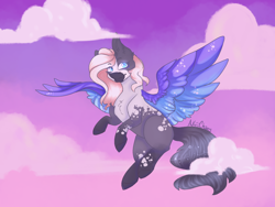 Size: 1024x768 | Tagged: safe, artist:akiiichaos, oc, oc:opal, species:pegasus, species:pony, colored wings, female, flying, mare, solo