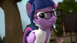 Size: 1280x720 | Tagged: safe, artist:argodaemon, character:twilight sparkle, character:twilight sparkle (alicorn), character:twilight sparkle (scitwi), species:alicorn, species:pony, 3d, animated, creepy, female, looking at you, mad scientist, nightmare fuel, no sound, rapeface, scitwilicorn, solo, source filmmaker, twilight snapple, webm