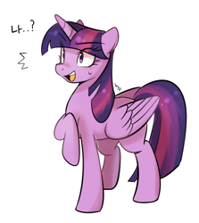 Size: 1054x1182 | Tagged: safe, artist:haden-2375, character:twilight sparkle, character:twilight sparkle (alicorn), species:alicorn, species:pony, female, mare, one hoof raised, simple background, solo, surprised, sweat, sweatdrop, white background