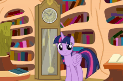 Size: 1920x1258 | Tagged: safe, artist:eagle1division, character:twilight sparkle, character:twilight sparkle (alicorn), species:alicorn, species:pony, animated, blinking, clock, clock is ticking, cute, female, golden oaks library, grandfather clock, looking at you, no sound, pendulum, pendulum swing, rocking, show accurate, solo, twiabetes, vector, webm