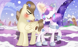 Size: 1364x827 | Tagged: safe, artist:doraeartdreams-aspy, character:pound cake, character:princess flurry heart, ship:poundflurry, female, male, older, older flurry heart, shipping, straight