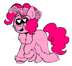 Size: 1181x1083 | Tagged: safe, artist:pinkiespresent, character:pinkie pie, species:pony, episode:a hearth's warming tail, g4, my little pony: friendship is magic, female, heart eyes, kidcore, pinkie's present, simple background, solo, spirit of hearth's warming presents, transparent background, wingding eyes