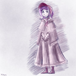 Size: 850x850 | Tagged: safe, artist:kprovido, character:fluttershy, species:human, bloodborne, bonnet, clothing, crossover, dress, female, humanized, looking at you, solo, video game, video game crossover