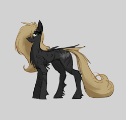 Size: 1134x1080 | Tagged: safe, artist:nsilverdraws, oc, oc only, oc:veen sundown, species:pegasus, species:pony, female, fluffy, green eyes, horse, long mane, long tail, mare, one winged pegasus, scar, simple background, solo, sundown clan