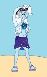 Size: 1209x1945 | Tagged: safe, artist:hunterxcolleen, character:trixie, equestria girls:forgotten friendship, g4, my little pony: equestria girls, my little pony:equestria girls, belly button, bikini, clothing, sandals, sarong, sunglasses, swimsuit