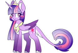 Size: 2963x2023 | Tagged: safe, artist:cinnamontee, character:twilight sparkle, character:twilight sparkle (alicorn), species:alicorn, species:pony, cloven hooves, colored hooves, colored wings, female, jewelry, leonine tail, mare, regalia, simple background, smiling, solo, transparent background, unshorn fetlocks