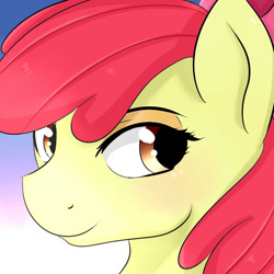 Size: 1000x1000 | Tagged: safe, artist:dashy21, character:apple bloom, species:earth pony, species:pony, bow, female, hair bow, smiling, solo