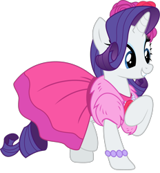 Size: 3000x3231 | Tagged: safe, artist:eagle1division, character:rarity, species:pony, species:unicorn, episode:no second prances, g4, my little pony: friendship is magic, bracelet, clothing, cute, dress, female, flower, jewelry, mare, necklace, outfit catalog, raised hoof, raised leg, raribetes, rose, simple background, smiling, solo, transparent background, vector