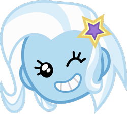 Size: 609x546 | Tagged: safe, artist:anime-equestria, derpibooru original, character:trixie, episode:game stream, g4, my little pony: equestria girls, my little pony:equestria girls, spoiler:eqg series (season 2), cute, diatrixes, emoji, female, head only, one eye closed, simple background, smiling, transparent background, wink