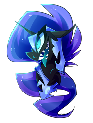 Size: 2899x3800 | Tagged: safe, artist:nekosnicker, character:nightmare moon, character:princess luna, species:pony, female, helmet, mare, sharp teeth, simple background, smiling, solo, teeth, transparent background