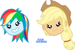 Size: 1329x888 | Tagged: safe, artist:anime-equestria, character:applejack, character:rainbow dash, episode:game stream, g4, my little pony: equestria girls, my little pony:equestria girls, spoiler:eqg series (season 2), >:), cute, dashabetes, determined, duo, emoji, evil grin, female, grin, hairband, head only, jackabetes, ponytail, simple background, smiling, smirk, transparent background, vector