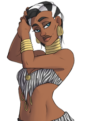 Size: 768x1024 | Tagged: safe, artist:thelivingmachine02, character:zecora, belly button, humanized, midriff, simple background, thick eyebrows, white background
