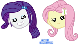 Size: 1430x831 | Tagged: safe, artist:anime-equestria, character:fluttershy, character:rarity, episode:game stream, g4, my little pony: equestria girls, my little pony:equestria girls, spoiler:eqg series (season 2), cute, duo, emoji, female, hairpin, head only, raribetes, shyabetes, simple background, smiling, transparent background, vector