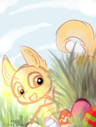 Size: 600x800 | Tagged: safe, artist:zobaloba, oc, species:pony, advertisement, auction, commission, easter, easter egg, grass, holiday, sketch, sky, solo, your character here