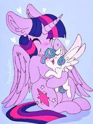 Size: 1536x2048 | Tagged: safe, artist:incendiaryboobs, character:princess flurry heart, character:twilight sparkle, character:twilight sparkle (alicorn), species:alicorn, species:pony, aunt and niece, baby, baby pony, best aunt ever, blushing, cute, female, filly, flurrybetes, happy, hug, mare, twiabetes