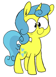 Size: 521x720 | Tagged: safe, artist:pinkiespresent, character:lemon hearts, species:pony, species:unicorn, cute, female, lemonbetes, mare, simple background, smiling, solo, white background