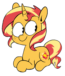 Size: 539x631 | Tagged: safe, artist:pinkiespresent, character:sunset shimmer, species:pony, species:unicorn, cute, female, mare, prone, shimmerbetes, simple background, solo, white background