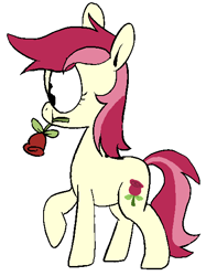 Size: 416x555 | Tagged: safe, artist:pinkiespresent, character:roseluck, species:earth pony, species:pony, cute, cuteluck, female, flower, flower in mouth, mare, mouth hold, profile, rose, simple background, solo, white background