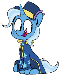 Size: 476x599 | Tagged: safe, artist:pinkiespresent, character:trixie, species:pony, species:unicorn, episode:street magic with trixie, g4, my little pony: equestria girls, spoiler:eqg series (season 2), clothing, cute, diatrixes, epaulettes, female, hat, mare, open mouth, simple background, solo, white background
