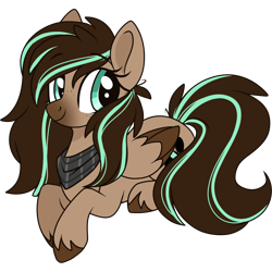 Size: 2048x2048 | Tagged: safe, artist:cinnamontee, oc, oc only, oc:mint, species:pegasus, species:pony, bandana, female, mare, prone, simple background, solo, transparent background, two toned wings, unshorn fetlocks