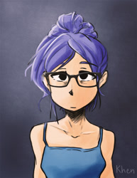 Size: 850x1100 | Tagged: safe, artist:kprovido, character:princess luna, species:human, female, glasses, humanized, solo