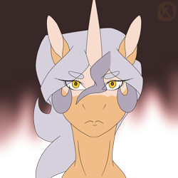 Size: 1688x1688 | Tagged: safe, artist:moonaknight13, oc, oc:eve queen, species:alicorn, species:pony, front view, frown, glowing eyes