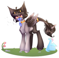 Size: 2267x2212 | Tagged: safe, artist:honeybbear, oc, oc:melloe, species:pegasus, species:pony, female, horns, mare, simple background, solo, transparent background