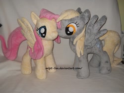 Size: 1632x1224 | Tagged: safe, artist:calusariac, character:derpy hooves, character:fluttershy, species:pegasus, species:pony, ship:derpyshy, female, irl, lesbian, mare, photo, plushie, shipping