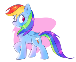 Size: 1204x990 | Tagged: safe, artist:drawbauchery, character:rainbow dash, species:pony, cute, female, looking back, mare, obtrusive watermark, raised hoof, solo, watermark