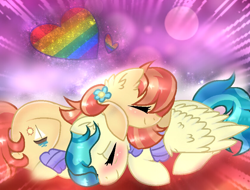 Size: 840x639 | Tagged: safe, artist:doraeartdreams-aspy, base used, character:aunt holiday, character:auntie lofty, species:pony, ship:lofty day, episode:the last crusade, g4, my little pony: friendship is magic, female, heart, hug, lesbian, pride, pride flag, pride flag heart, shipping