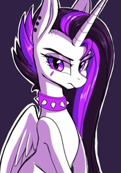 Size: 1431x2048 | Tagged: safe, artist:ask-colorsound, character:princess celestia, species:alicorn, species:pony, episode:between dark and dawn, g4, my little pony: friendship is magic, alternate hairstyle, collar, ear piercing, female, goth, looking at you, mare, piercing, punklestia, solo, spiked collar