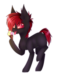 Size: 1900x2600 | Tagged: safe, artist:honeybbear, oc, species:pony, ambiguous gender, food, heart eyes, ice cream, red and black oc, simple background, solo, transparent background, wingding eyes